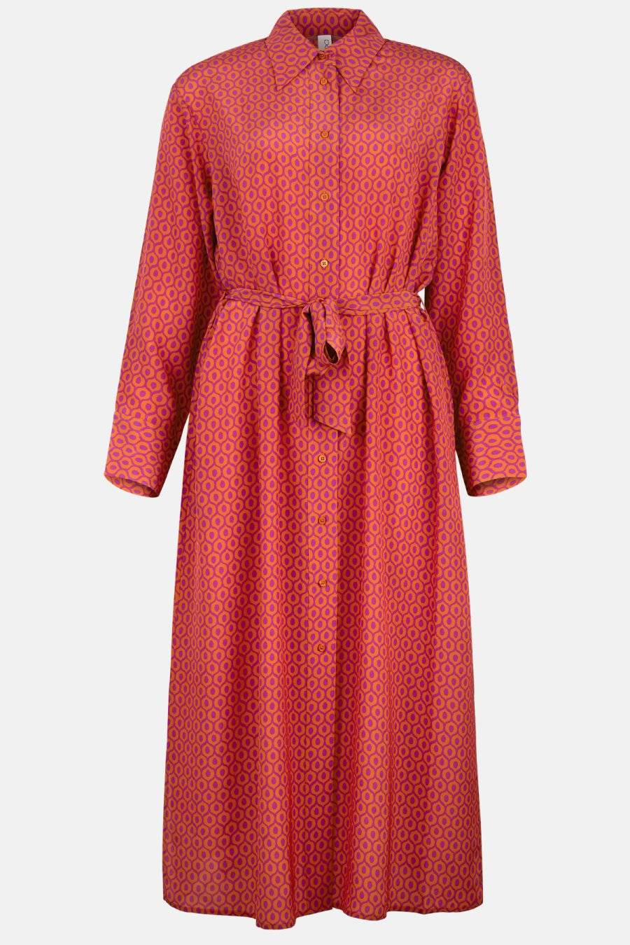 Lu Li Lina Lina Langes Seidenkleid mit Gürtel Kostenloser Versand