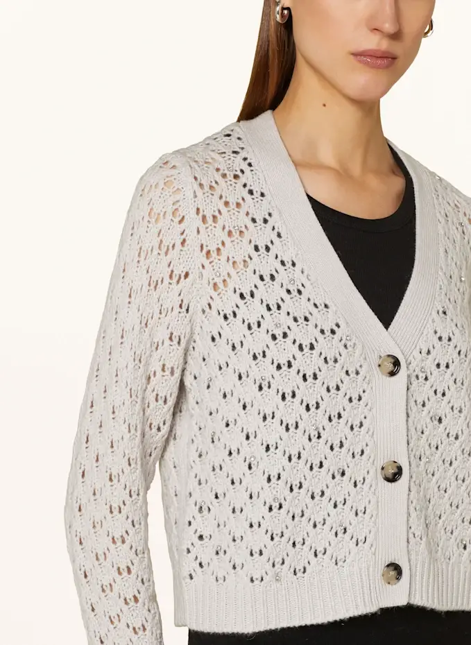 ALLUDE Strickjacke mit Cashmere und Schmucksteinen Super Sparpreis