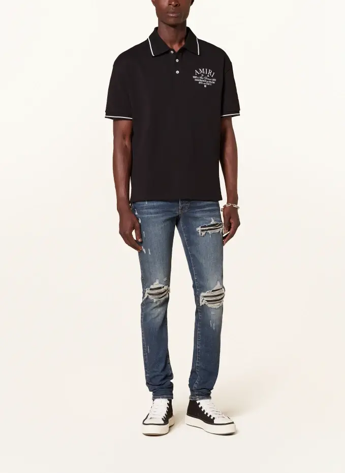 AMIRI Piqué-Poloshirt Super Rabatt